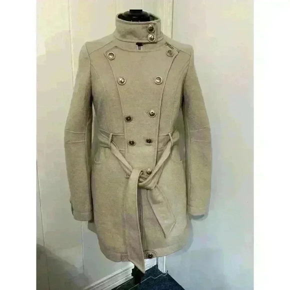 Anthropology Fumblin Foe Wool Camel Military Style Coat Juniors Large - Picture 1 of 9